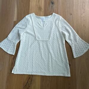 Charter Club Cream Crochet Lace Top